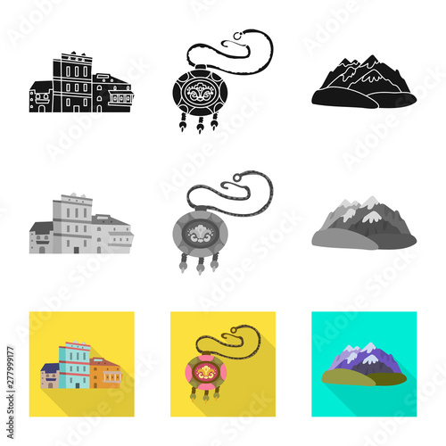 Isolated object of culture and sightseeing logo. Set of culture and originality stock vector illustration.