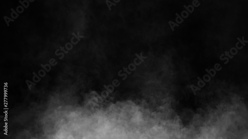 Fog and mist effect on black background.