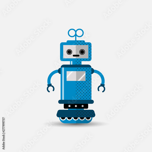 Funny vector robot icon in flat style isolated on grey background. Cute flat Vector illustration of Chatbot icon, vintage friendly AI robot. Customer support service chat bot. Cute cartoon robot icon