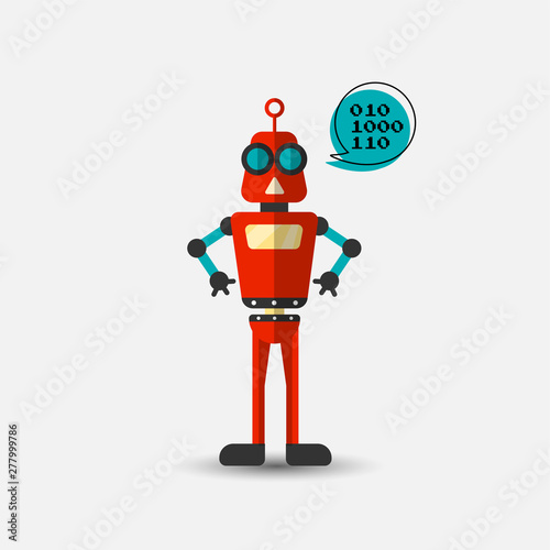 Retro vintage funny vector robot icon in flat style isolated on grey background. Vector vintage illustration of flat Chatbot icon. Customer support service chat bot. Cute cartoon retro robot icon