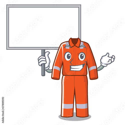 Bring board working overalls in the cartoon shape