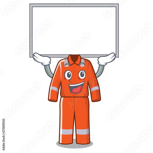 Up board working overalls in the cartoon shape