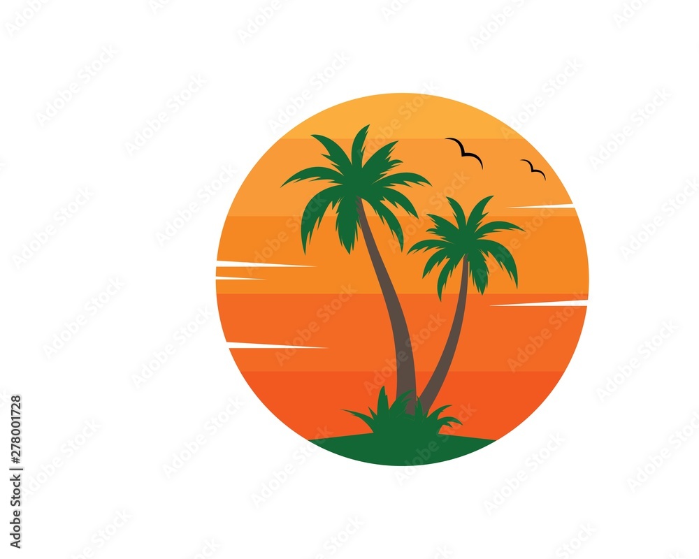 Palm tree icon of summer and travel logo vector illustration Palm tree icon of summer and travel logo vector illustration