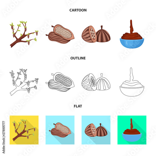 Vector illustration of food and yummy sign. Set of food and brown vector icon for stock.