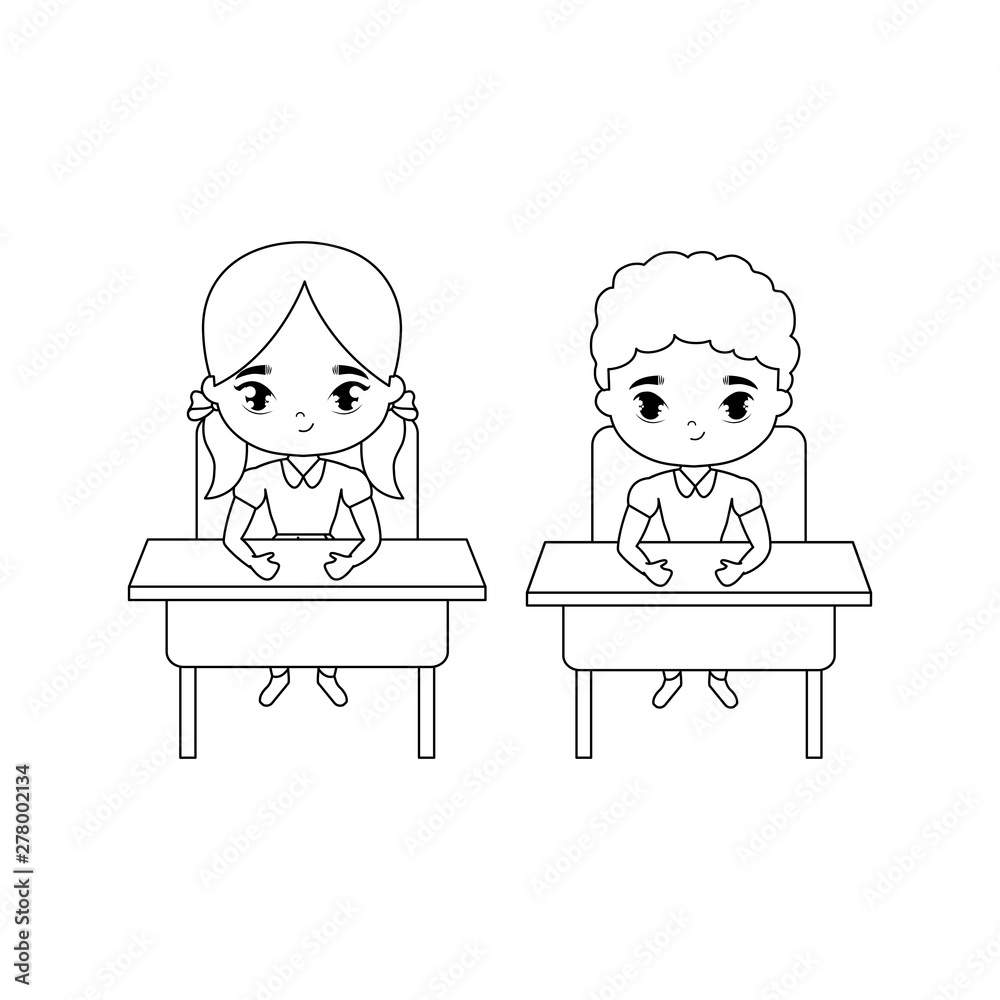 little students seated in school desks little students seated in school desks