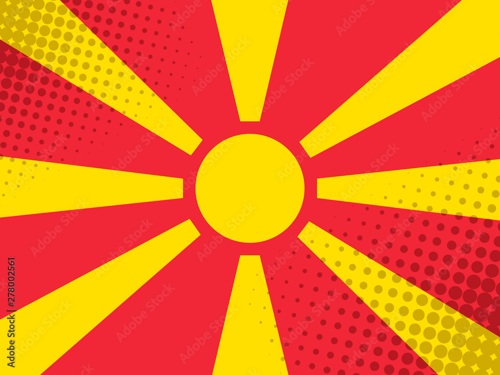 Vector image of the flag of Macedonia with a dot texture in the style of comics Vector image of the flag of Macedonia with a dot texture in the style of comics