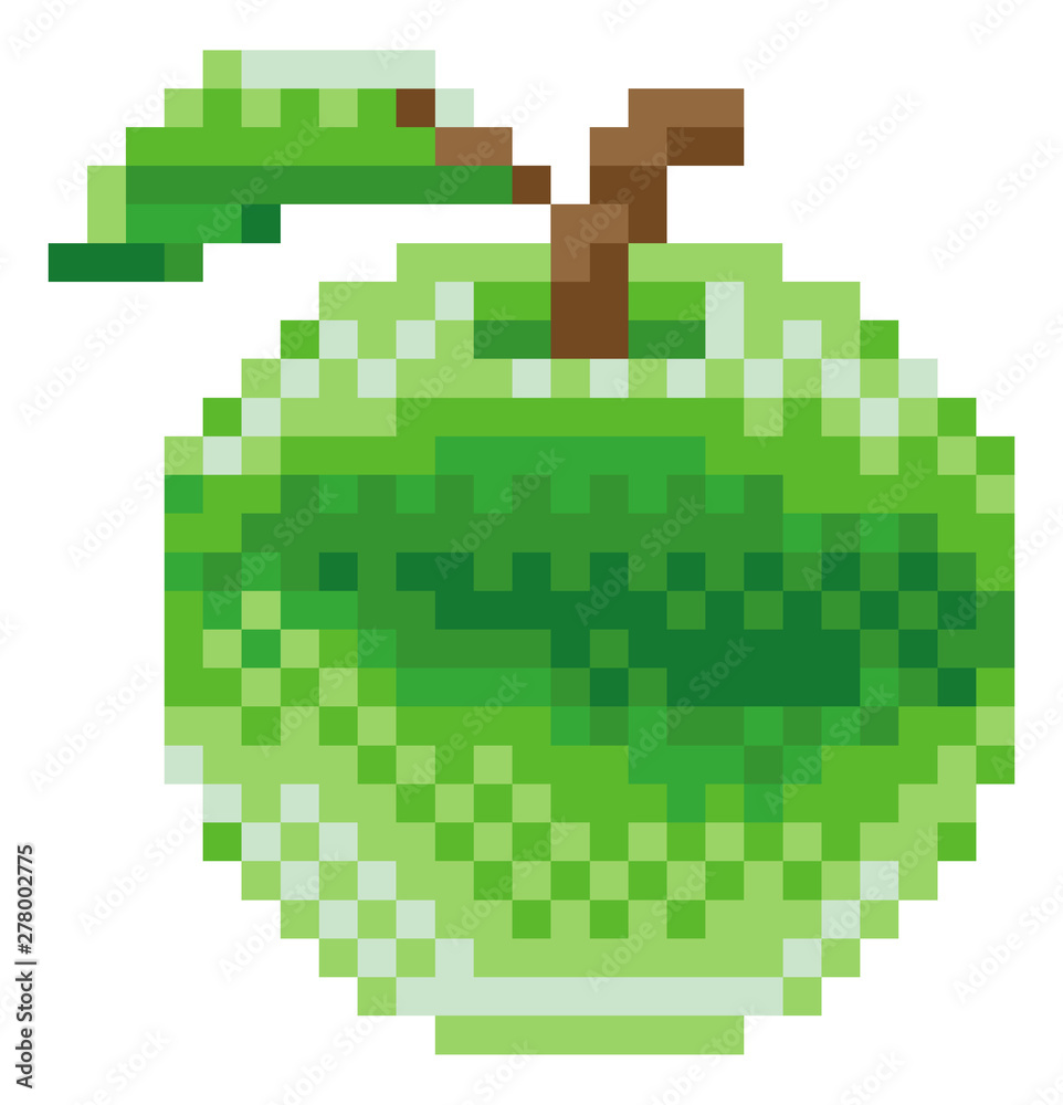 Obraz premium An apple pixel art 8 bit video game style fruit icon