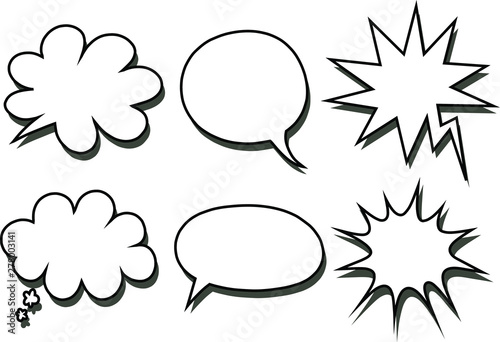 Speech bubbles in various shape with shadow
