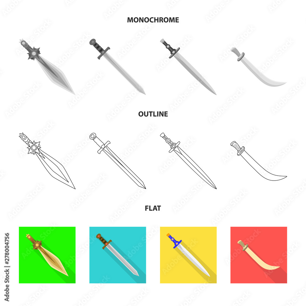 Isolated object of game and armor logo. Set of game and blade vector icon for stock. Isolated object of game and armor logo. Set of game and blade vector icon for stock.