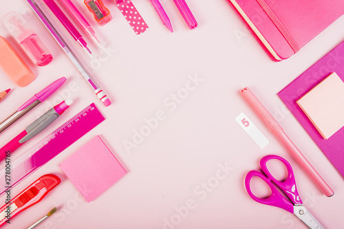 Pink school material