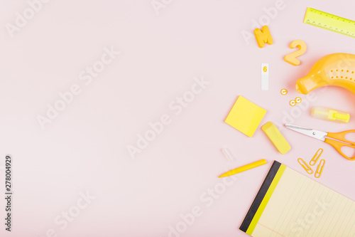 Bright yellow school and office stationery set