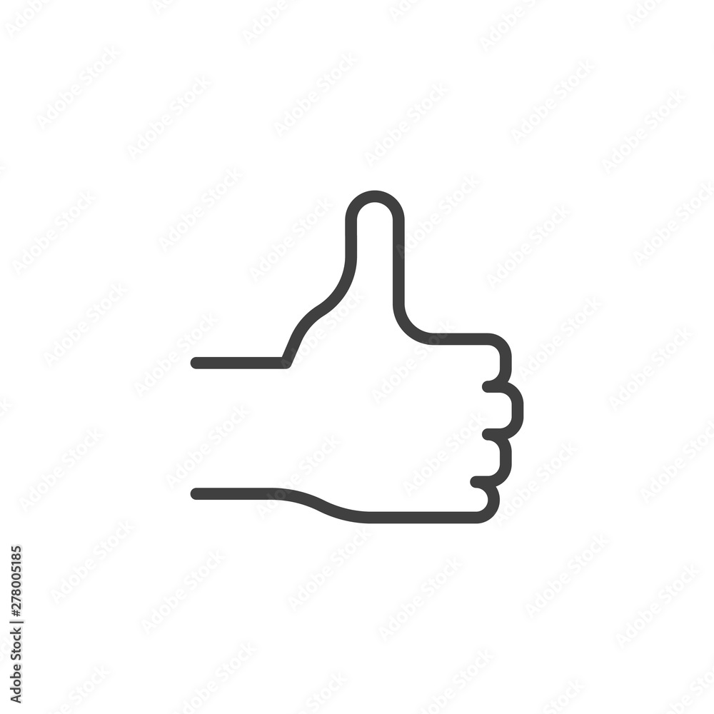 Thumb up, hand line icon. linear style sign for mobile concept and web design. Like, hand gesture outline vector icon. Symbol, logo illustration. Vector graphics Thumb up, hand line icon. linear style sign for mobile concept and web design. Like, hand gesture outline vector icon. Symbol, logo illustration. Vector graphics