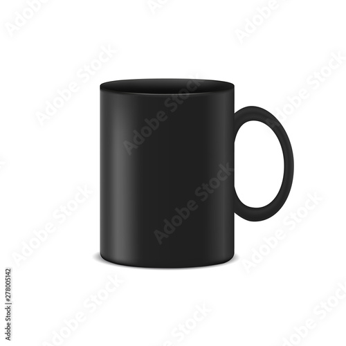 Black Coffee Cup - Realistic Vector Illustration - Isolated On White Background