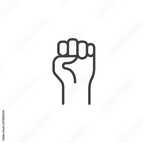 Fist hand up gesture line icon. linear style sign for mobile concept and web design. Fist raised up outline vector icon. Revolution symbol, logo illustration. Vector graphics