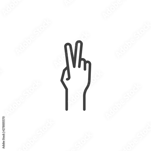 Hand gesture peace line icon. Counting linear style sign for mobile concept and web design. Two fingers up outline vector icon. Friendship symbol, logo illustration. Vector graphics