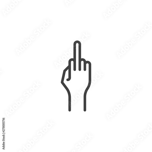 Fuck you hand finger line icon. linear style sign for mobile concept and web design. Middle Finger up gesture outline vector icon. Symbol, logo illustration. Vector graphics