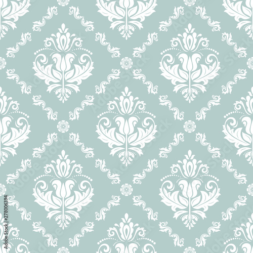 Classic seamless vector pattern. Damask orient blue and white ornament. Classic vintage background. Orient ornament for fabric, wallpaper and packaging