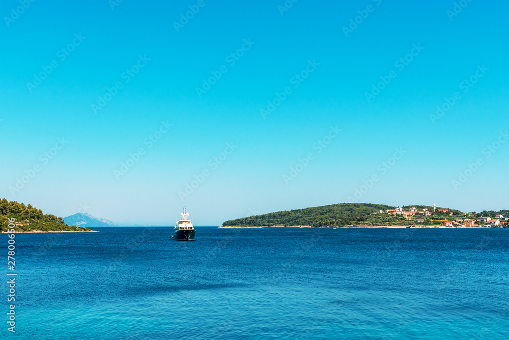 Passenger ship sailing between the islands, Korcula, Croatia