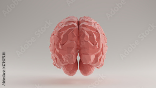 Brain Pink Futuristic Artificial Intelligence Polygon Rear View 3d illustration 3d render