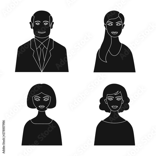 Vector illustration of photo and character logo. Set of photo and face vector icon for stock.