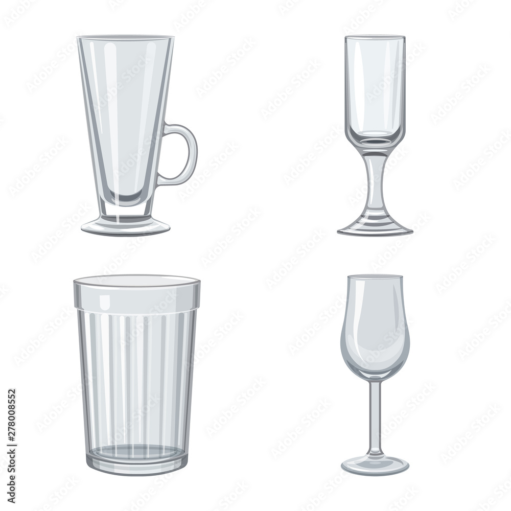 Isolated object of dishes and container logo. Set of dishes and glassware vector icon for stock. Isolated object of dishes and container logo. Set of dishes and glassware vector icon for stock.