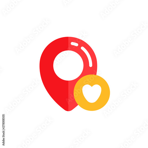pin lof favorite ocation icon vector design. pin map with love shape sign symbol design