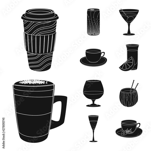 Vector illustration of drink and bar logo. Collection of drink and party stock symbol for web.