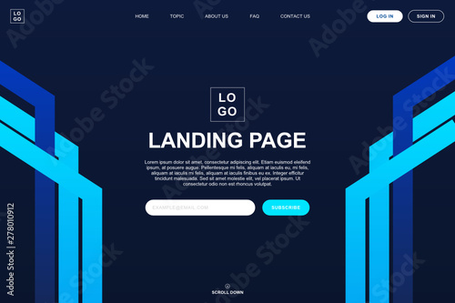 Landing page website template in geometric concept