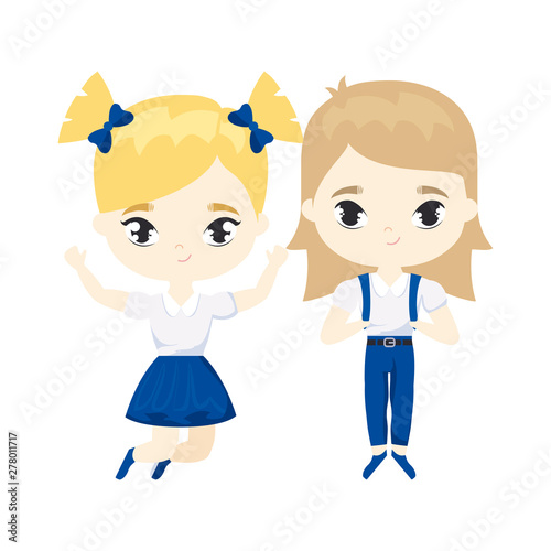 cute little student girls avatar character