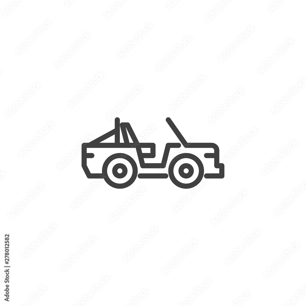 Suv car line icon. linear style sign for mobile concept and web design. Military vehicle outline vector icon. Transportation symbol, logo illustration. Vector graphics