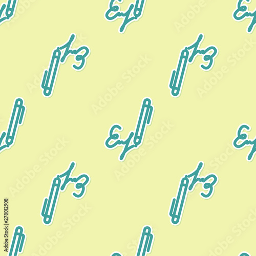 Green Signature line icon isolated seamless pattern on yellow background. Pen and undersign, underwrite, ratify symbol. Vector Illustration