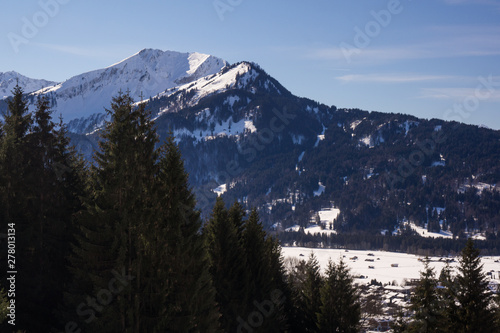 german alps mountain top in winter sunny day