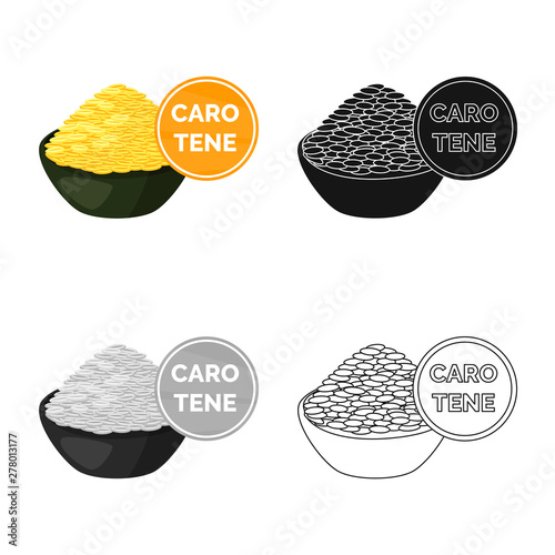 Isolated object of rice and food icon. Collection of rice and agriculture stock vector illustration.