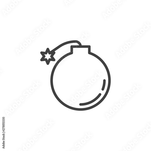 Bomb line icon. linear style sign for mobile concept and web design. Burning bomb outline vector icon. Symbol, logo illustration. Vector graphics