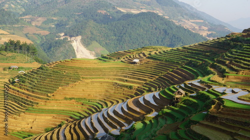 Terraced fields in Mu Cang Chai district, Yen Bai province, Vietnam