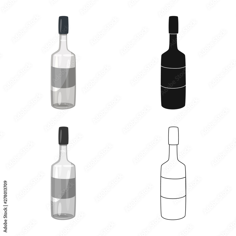 Vector illustration of vodka and bottle sign. Set of vodka and glass vector icon for stock. Vector illustration of vodka and bottle sign. Set of vodka and glass vector icon for stock.