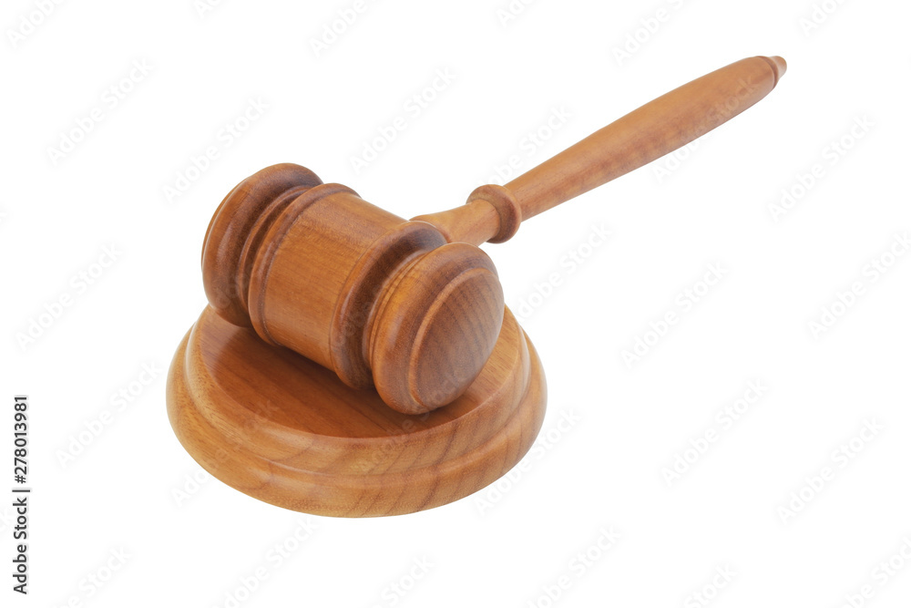 Wooden judge gavel isolated,  law concept