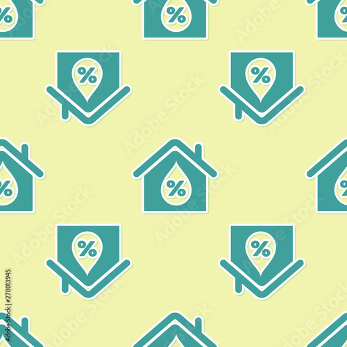 Green House humidity icon isolated seamless pattern on yellow background. Weather and meteorology, thermometer symbol. Vector Illustration