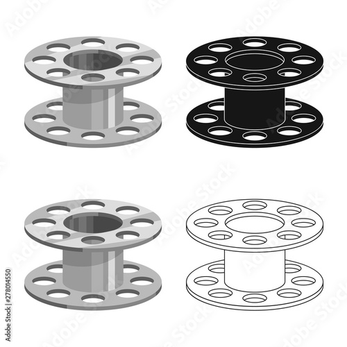 Isolated object of spool and bobbin logo. Set of spool and reel stock vector illustration.