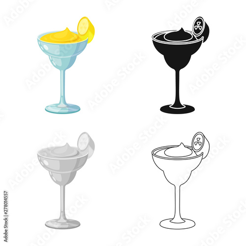 Vector illustration of daiquiri and cocktail icon. Collection of daiquiri and rum vector icon for stock.