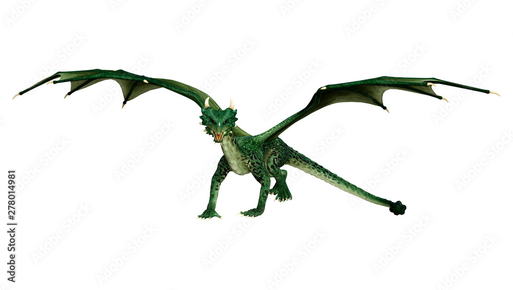 Fototapeta premium 3D Rendering Fairy Tale Dragon on White