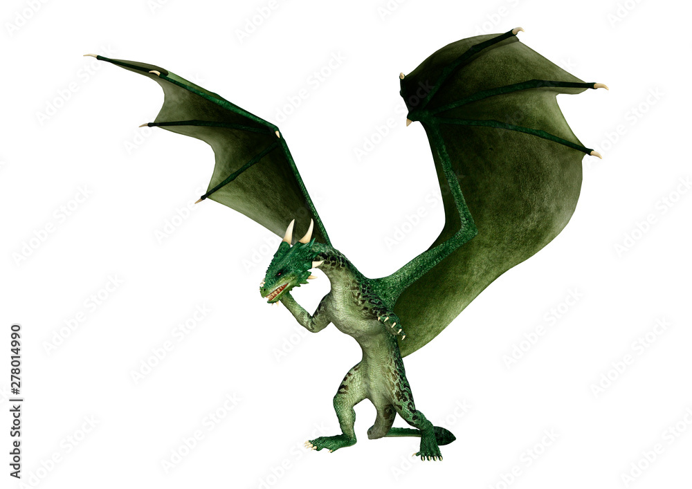 Fototapeta premium 3D Rendering Fairy Tale Dragon on White