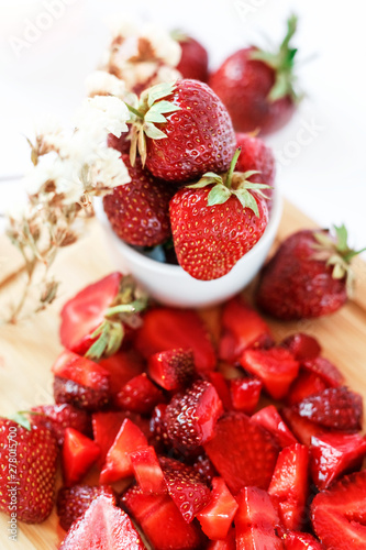 Healthy  and fresh strawberry on white background