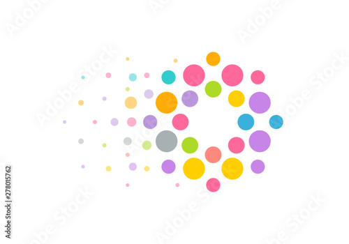 Colored circles logo concept with moving forward effect. Bright modern perfect logo of seo or website development identity or rental cat company. Isolated vector logotype template.