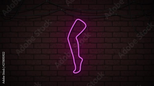Animation of flickering neon woman leg