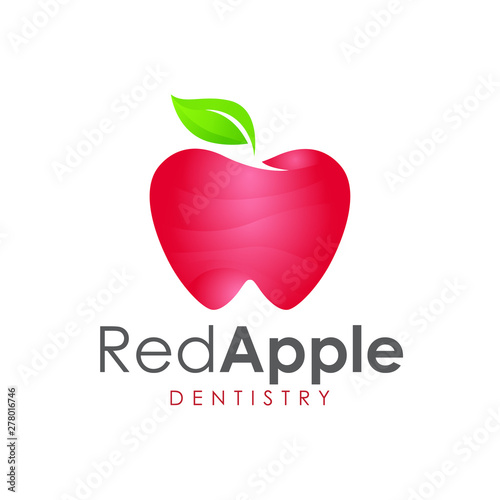 Modern elegant apple fruit dental logo.