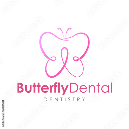 Modern simple elegant butterfly dental logo.