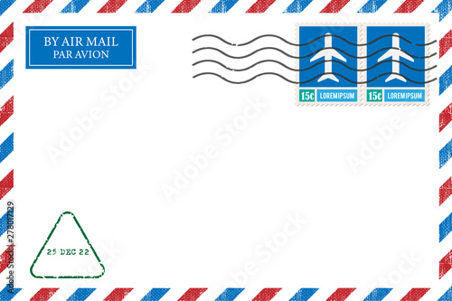 Blank vintage envelop template with stamp.vector illustration