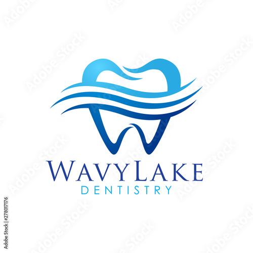 Modern elegant wave dental logo.