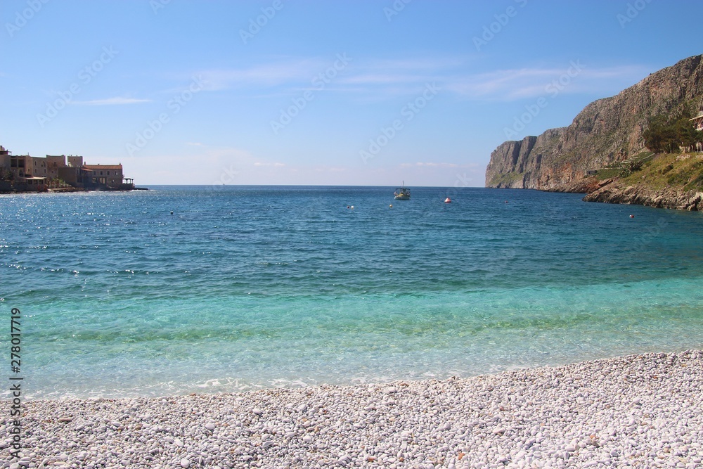 The beach of Gerolimenas  in the Inner Mani. Peloponnese, Greece, South-east Europe.